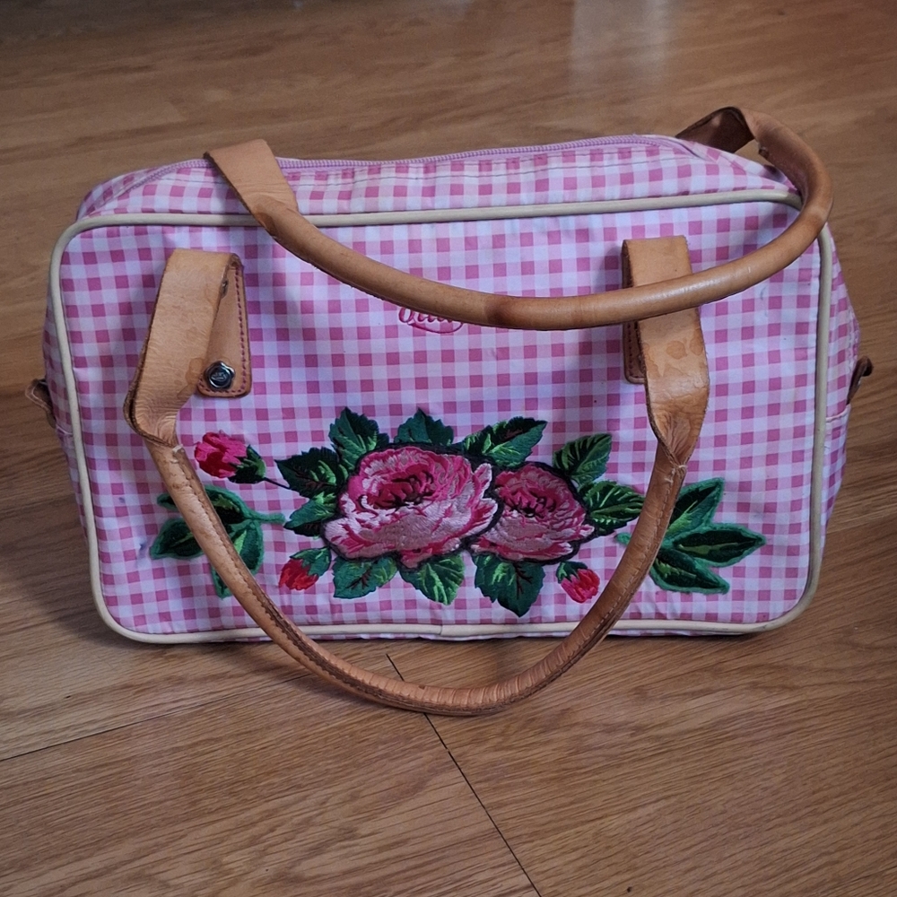 Vintage Oilily Bag Checked Pink and White Canvas